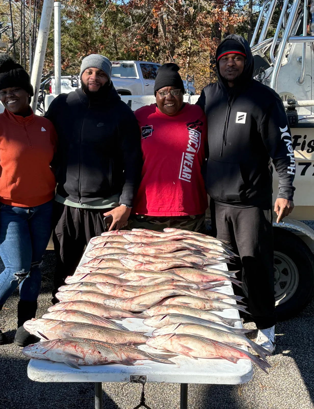Two anglers hold their impressive catch of big fish in GA.